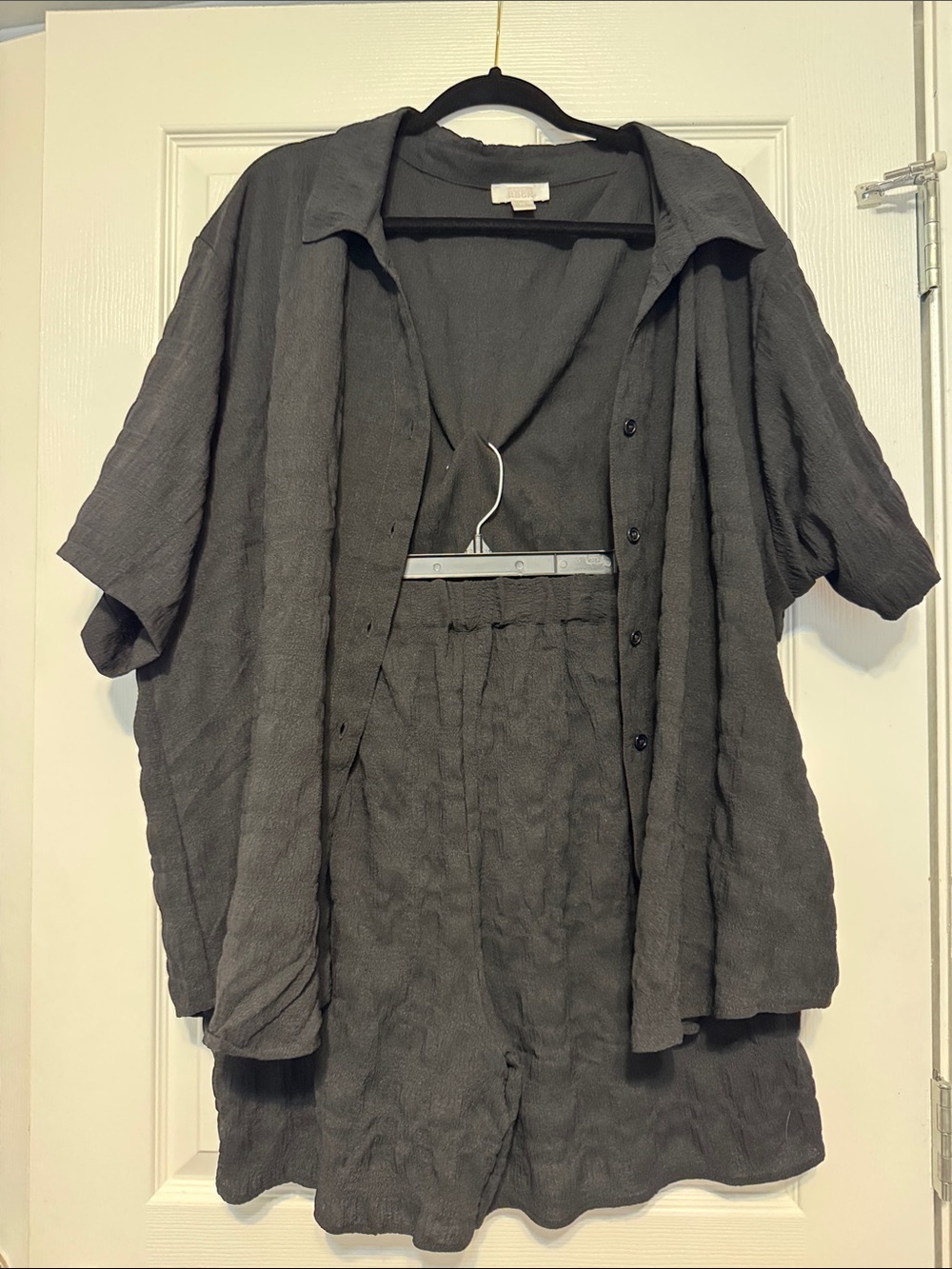 Nordstrom Rack Short Sleeve Button Shirt and Shorts Set - Black